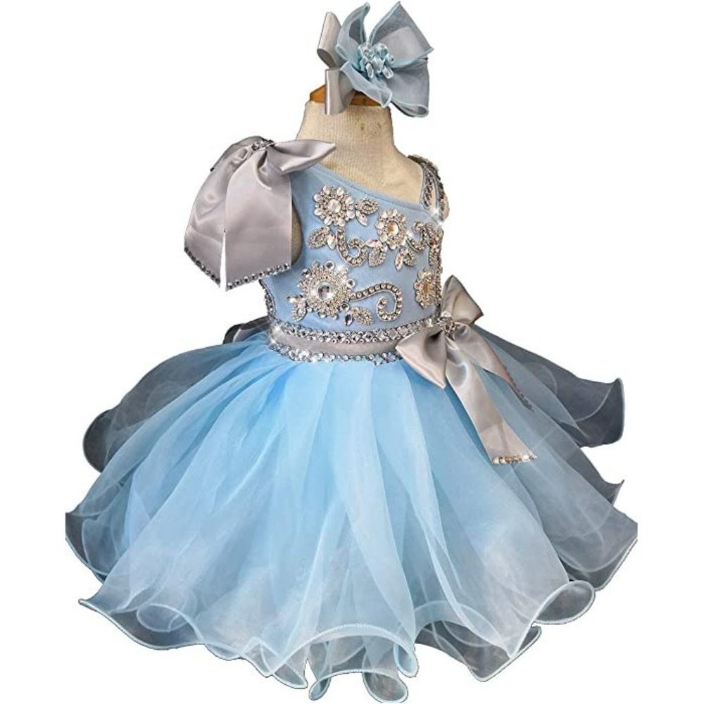 NEW Beautiful Sparkling Bling Rhinestone Blue Cinderella Baby Flower Gir… - Picture 4 of 5